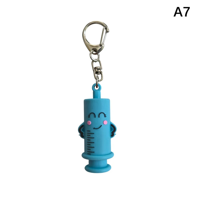 Syringe-shaped Ampoule Bottle Opener Keychain Rubber Cutter Aid Qme A7