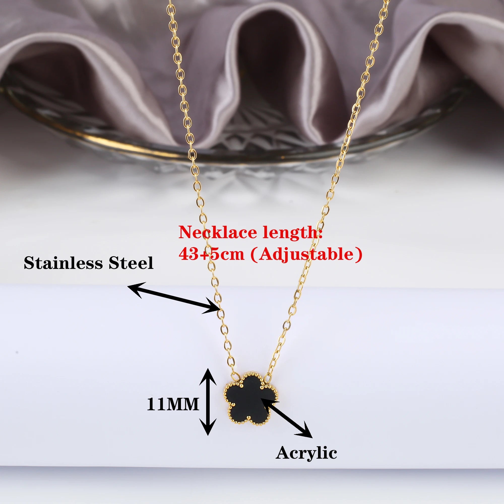 Simple Stainless Steel Five Leaf Flower Pendant Necklace Classic For Woman Girl Holiday Daily Wear Jewelry Gift Free Shipping Qme