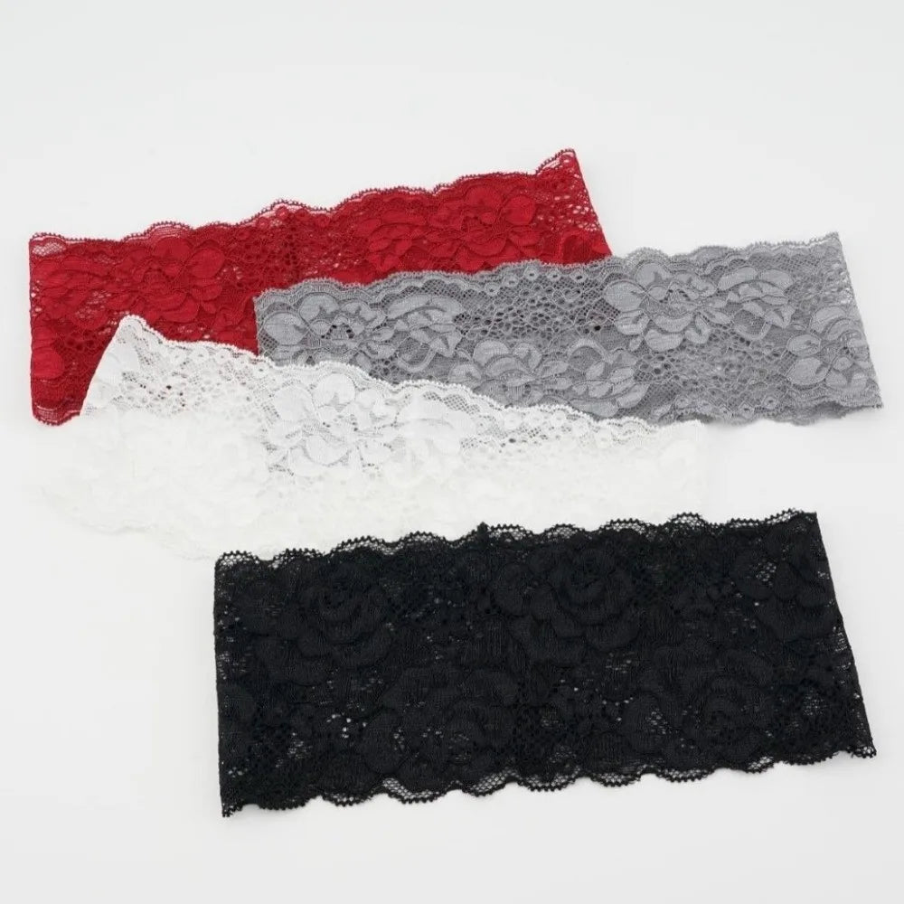 Korean Lace Floral Headbands Solid Spandex Hollow-out Lightweight Qme