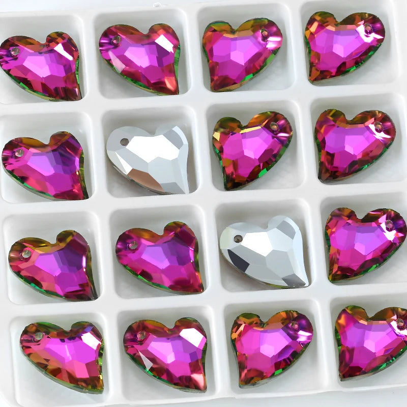 17mm Austria 6261 Devoted 2 U Heart Pendant Loose Rhinestone Charms Beads for Jewelry Making Bracelet Necklace Earrings DIY Qme 001VR 14x17mm-12pcs