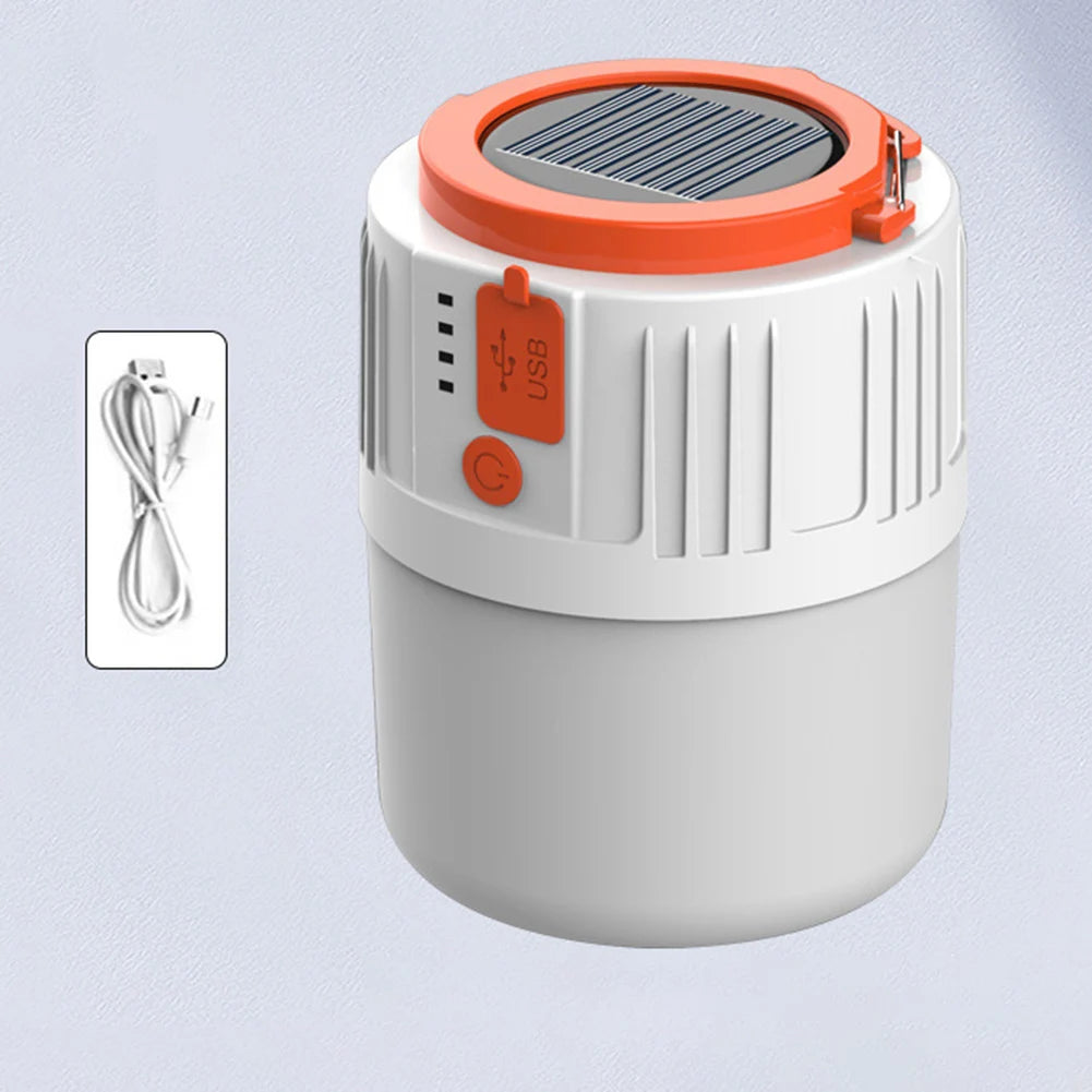 Super Bright Camping Light Bulb Solar LED 5 Lighting Modes USB Rechargeable Power Bank Outdoor BBQ Tents Hanging Emergency Light Qme