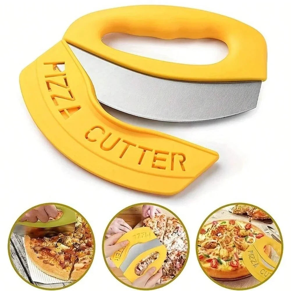 Pizza Cutter with Cover Stainless Steel Pizza Slicing Food Chopper Herb Cheese Knife Cutter Ring for Precise Baking Tools Qme