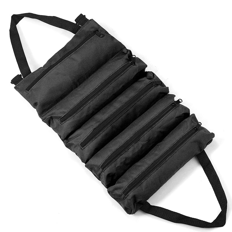 Pouch Roll UP Portable Small Tools Organizer Bag Multi-purpose Tool Qme Black
