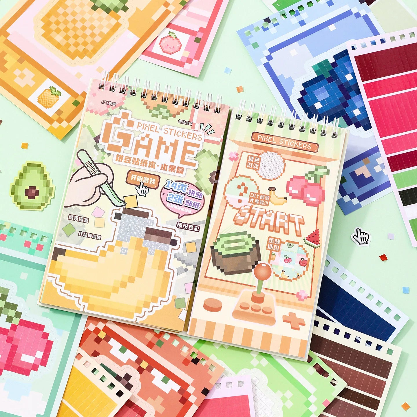36 Sheets Pixel Bead Sticker Book, Gaming Console Theme DIY Art Craft for Scrapbooking, Guitar, Phone Case, Notebook Decoration Qme
