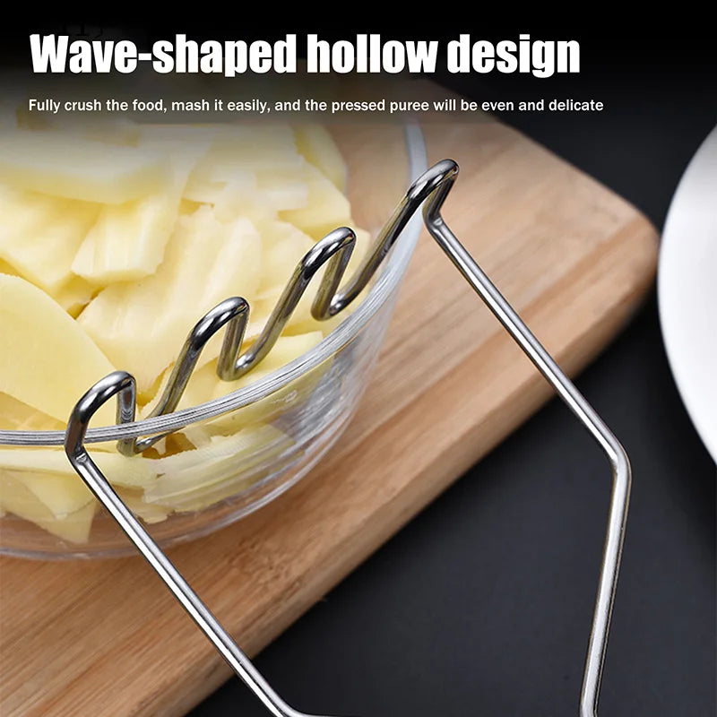 1 Stainless Steel Wave Potato Masher Ideal Kitchen Vegetable Fruit Qme