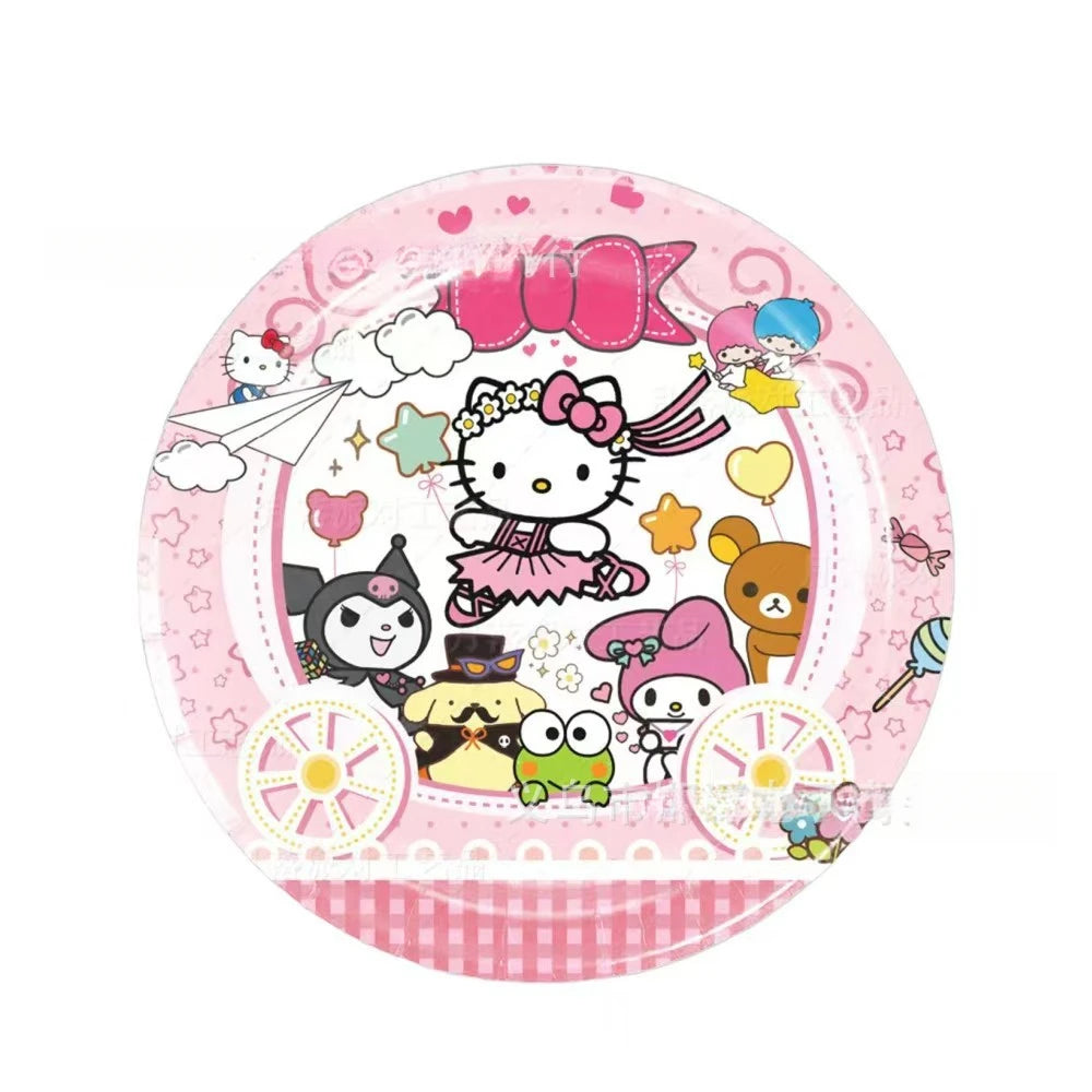 Hello Kitty Kuromi-themed Birthday Party Decorations Balloons Paper Qme 9-inch plates 10 pie