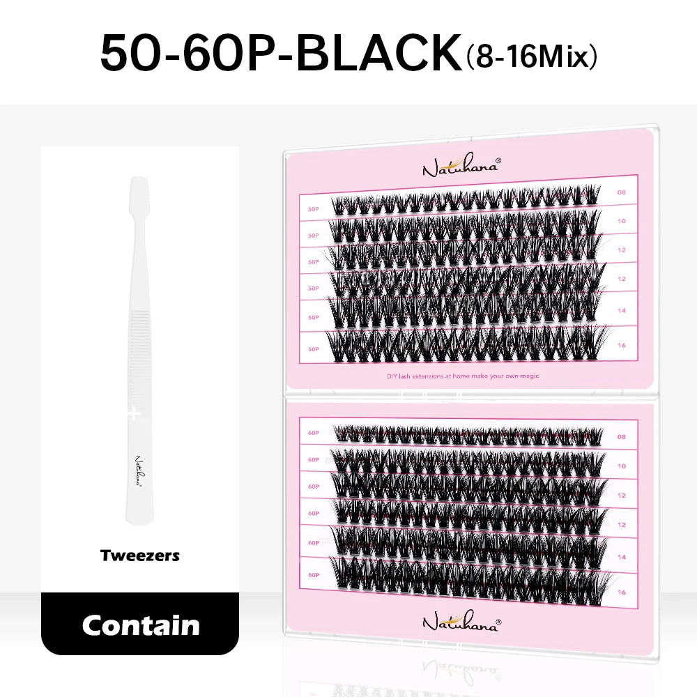 NATUHANA 20D 30D 40D 50D 60D 80D Cluster Eyelashes DIY Individual