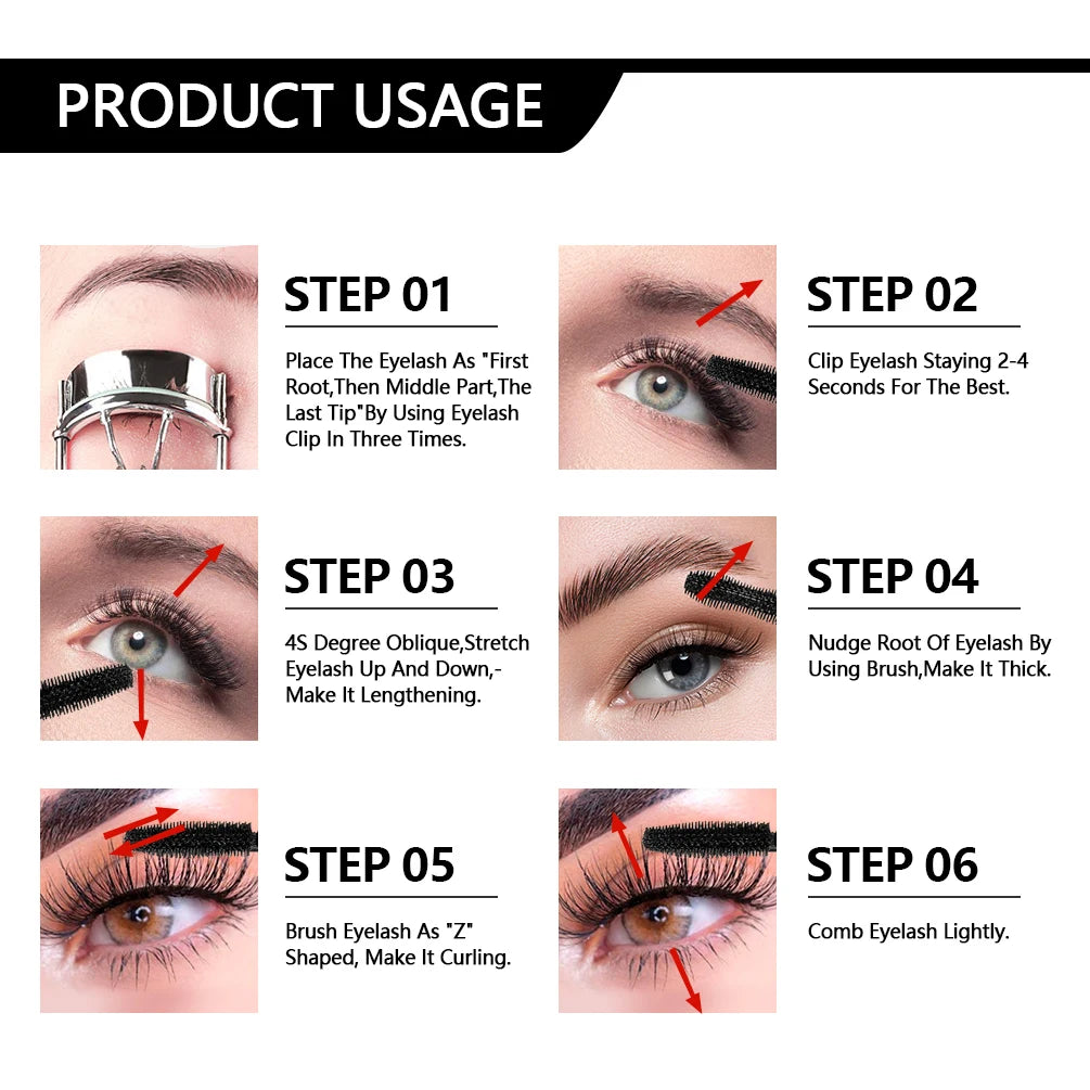 QIBEST 4D Silk Fiber Eyelash Mascara Waterproof Black Mascara For Eyelash Extension Thick Lift Lengthening Lasting Makeup Rimel Qme