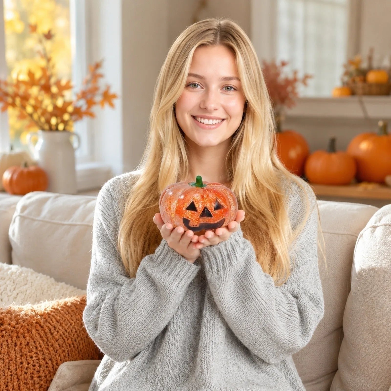 Halloween Pumpkin Maltose Squeezable Toy New Stress Relief Toy Slow Rsising Fun Hand Toy Creative Decoration Holiday Gift Qme