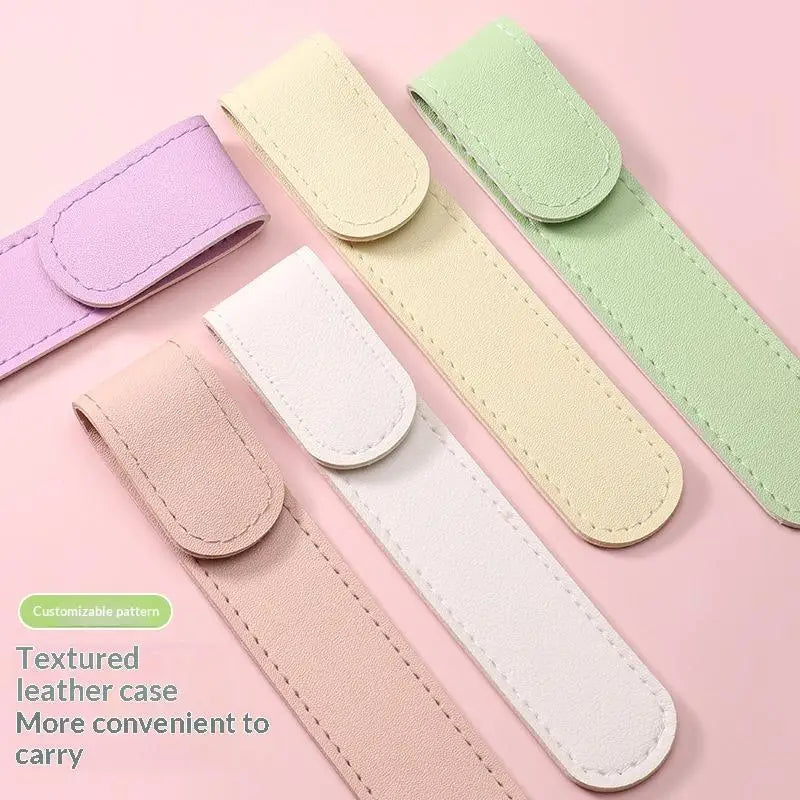 Stainless Steel False Eyelash Tweezers Precision Leather Case Lashes Qme