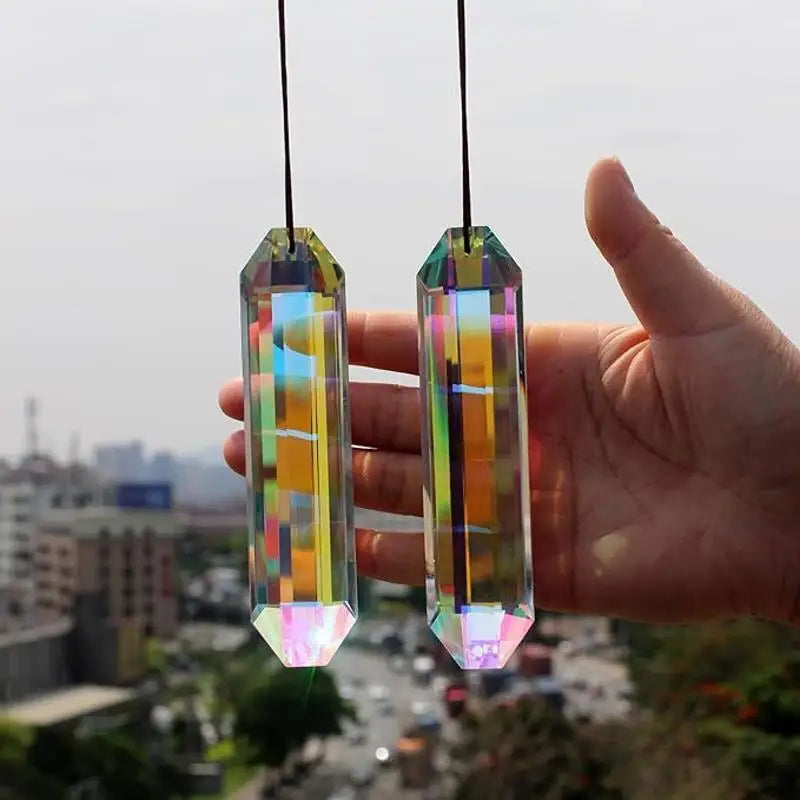 Sun Catcher Crystal Prism Wind Chime Long Pendant Indoor Garden Qme