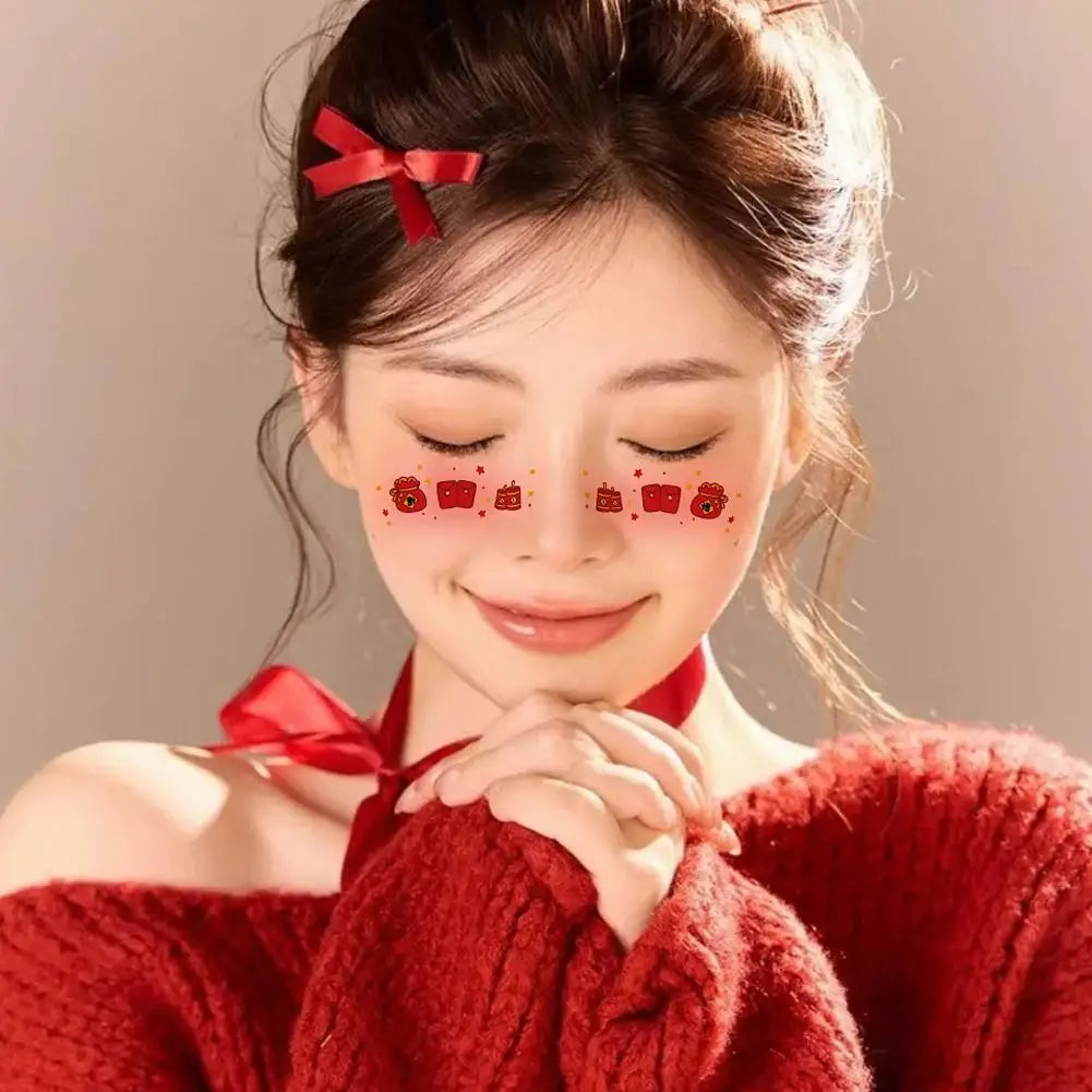 2026 New Year Face Decals Easy-Apply Festive Makeup Stickers For Parties Temporary Waterproof Facial Decor Tattoo Accessori M3M6 Qme