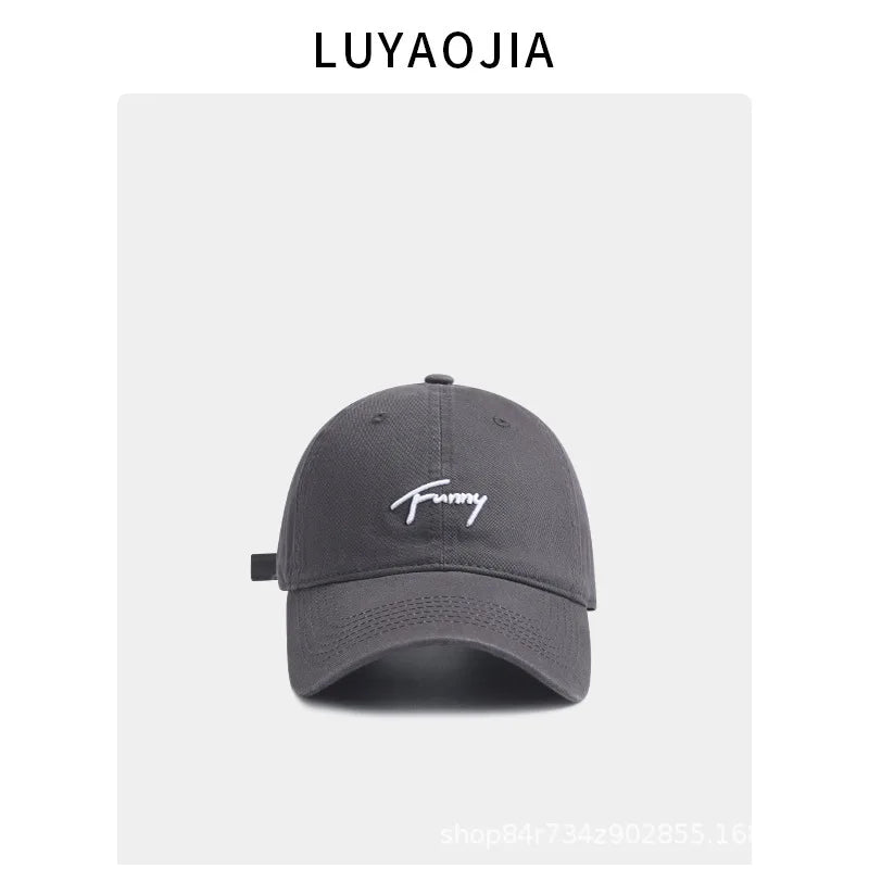 Korean Version Embroidered Soft Cap Women's Fashion Versatile Street Qme GRAY