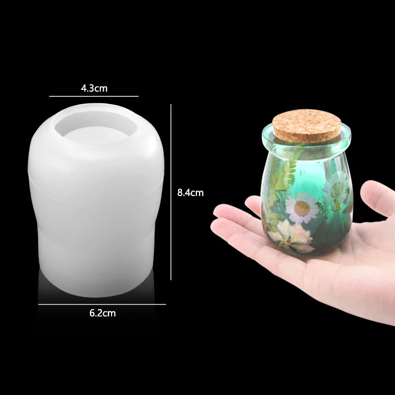 Jars Resin Molds Silicone Molds with 5Pcs Wooden Lids for Storage Bottle Candy Container Home Decoration DIY Epoxy Casting Craft Qme