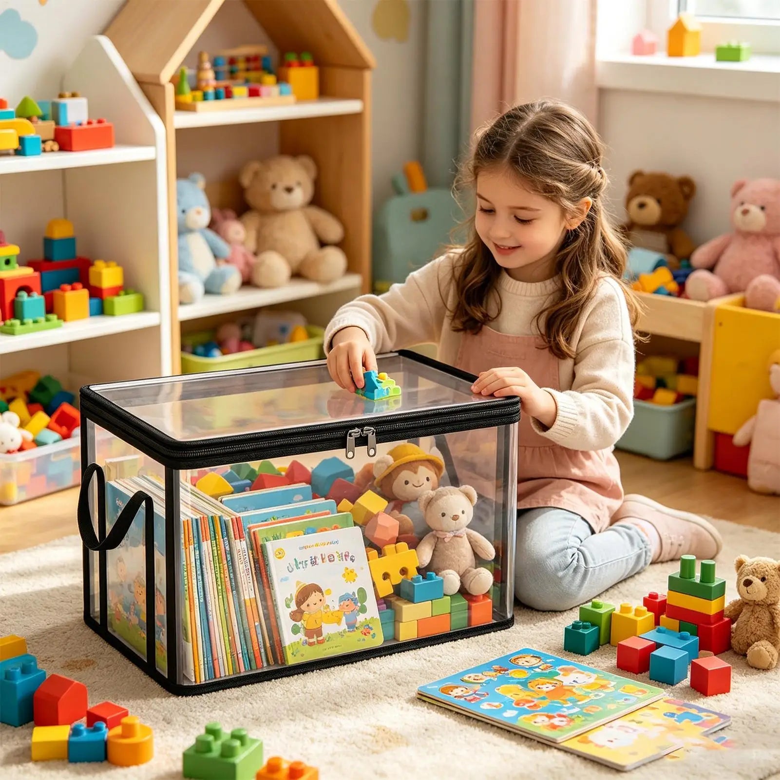 Clear Plastic Book Storage Box Heavy Duty Boxes Lids Collapsible Qme