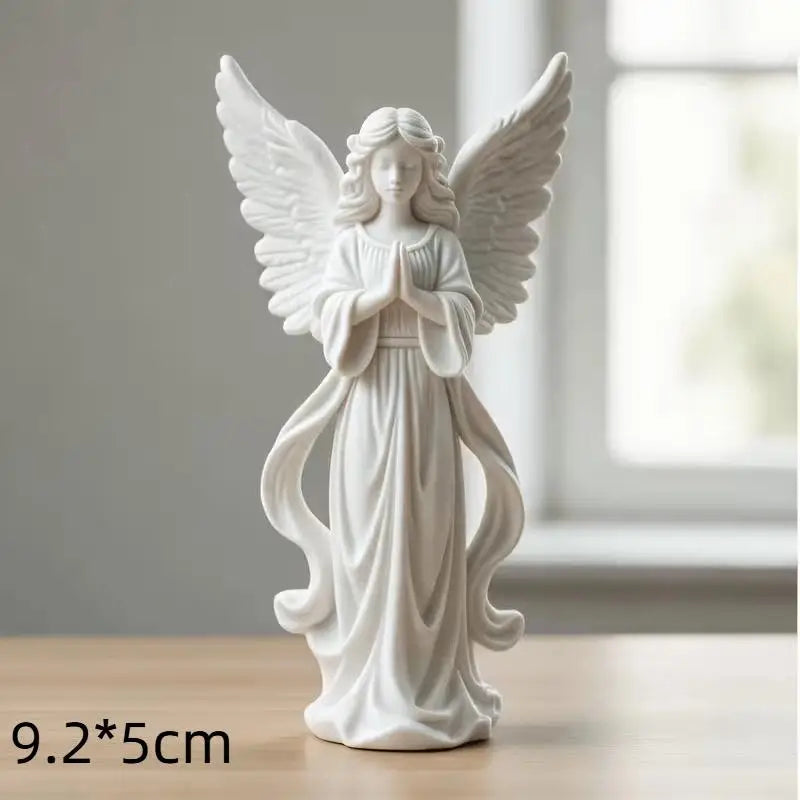 3D Printed Praying Angel Statue Guardian Angel Figurine White Gold Religious Sculpture For Home Altar Decor Qme A3