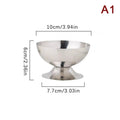 Stainless Steel Goblet Cup Ice Cream Dessert Salad Bowl Fruit Plate Qme A1