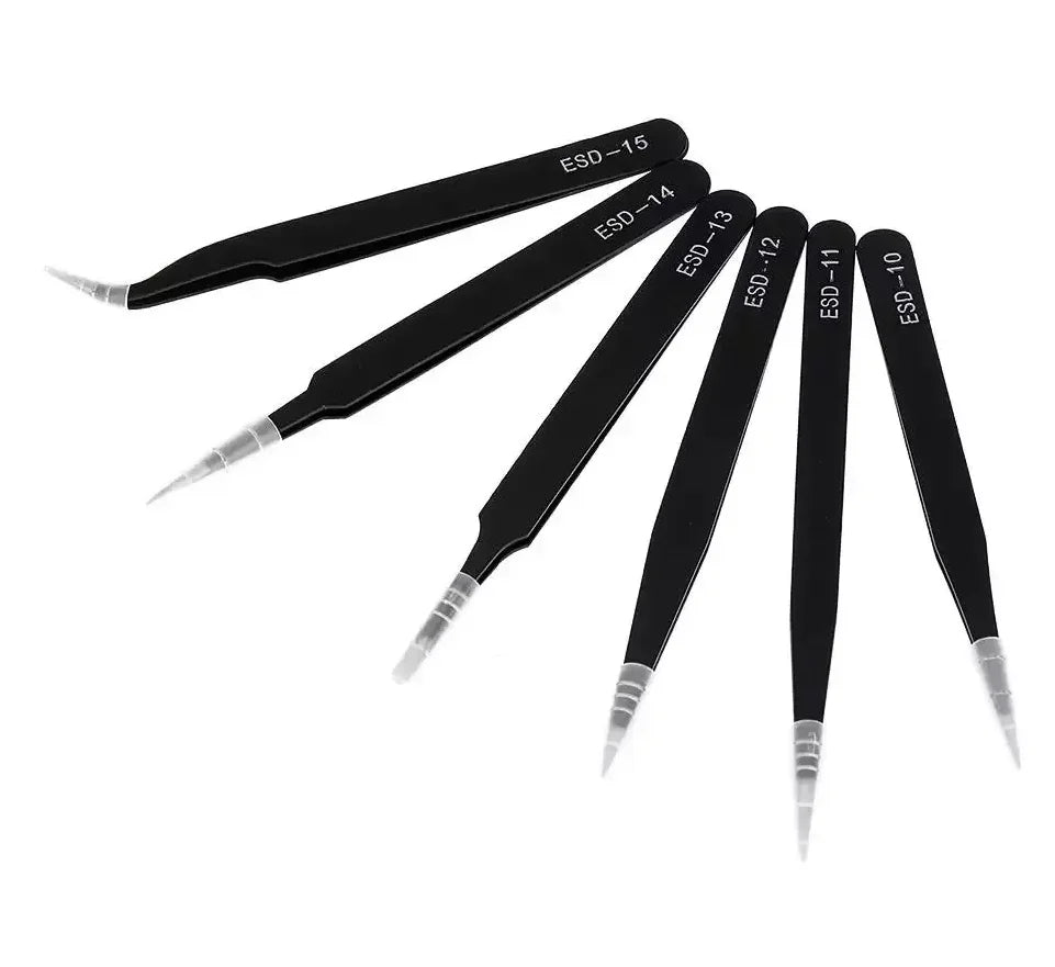 Antistatic Stainless Steel Tweezers Precision Maintenance Industrial Qme 6 piece 6 piece