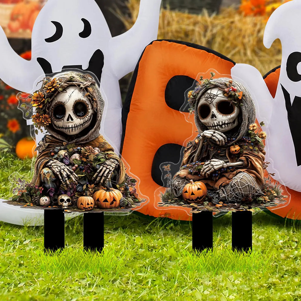 Halloween Yard Stakes Decorative Garden Stakes For Halloween Decor 2D Acrylic Scary Outside Decor Signs For Porch Patio Backyard Qme