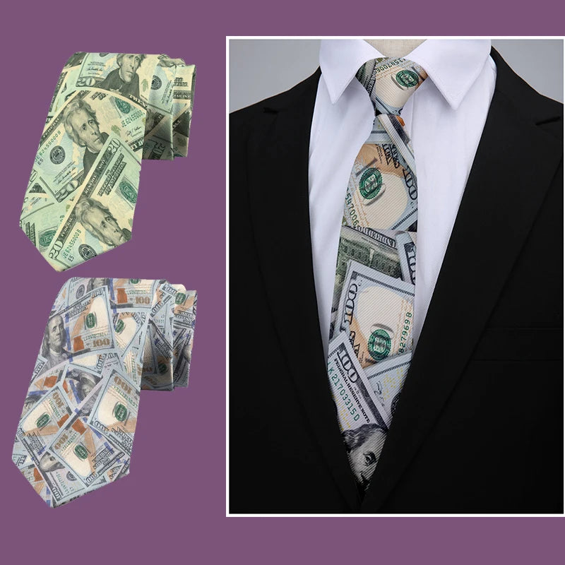 Interesting dollar pattern printing 8 cm wide tie fashion business shirt tie Pascual men's tie tie birthday gift Qme