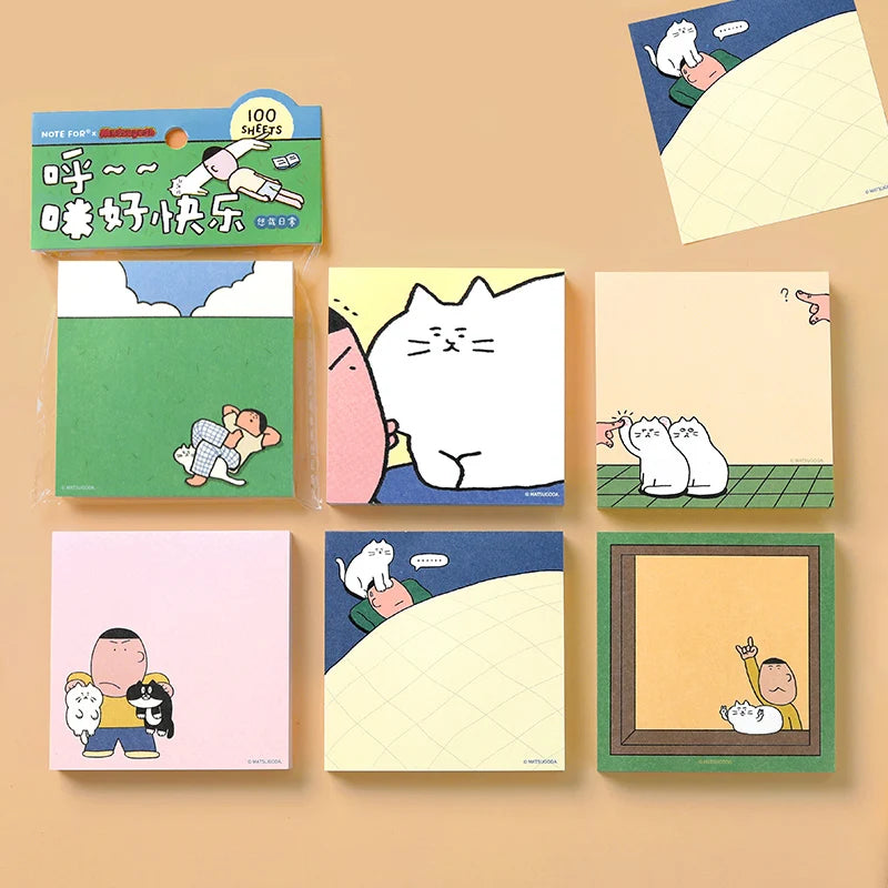 100 Pcs Kawaii to-do list memo pads cute cartoon character theme manuals decoration messages notes stationery Qme