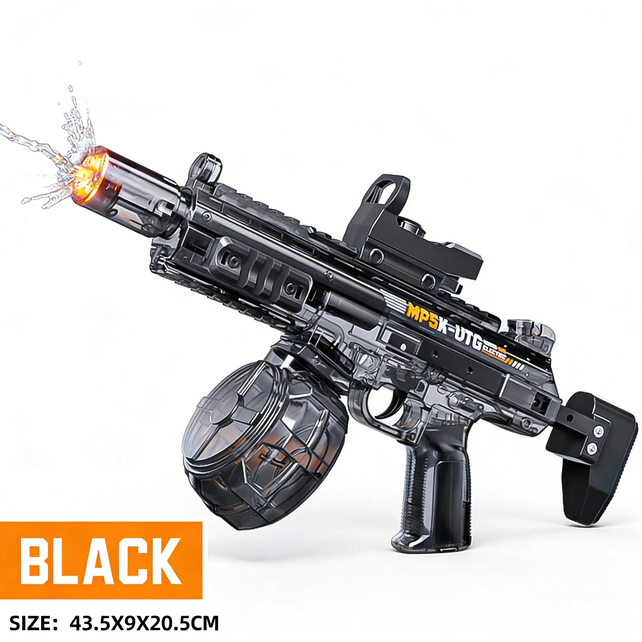 Simulated Firing and Recoil Electric Water Gun Toys Children Automatic Sensor Lights Water Pistol Summer Outdoor Beach Kids Toy Qme black
