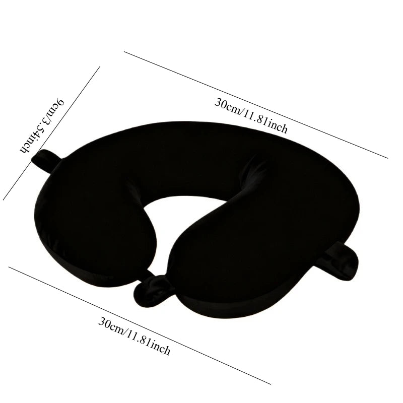 U-shaped Travel Pillow Medium Soft Support Adjustable Strap Portable Qme