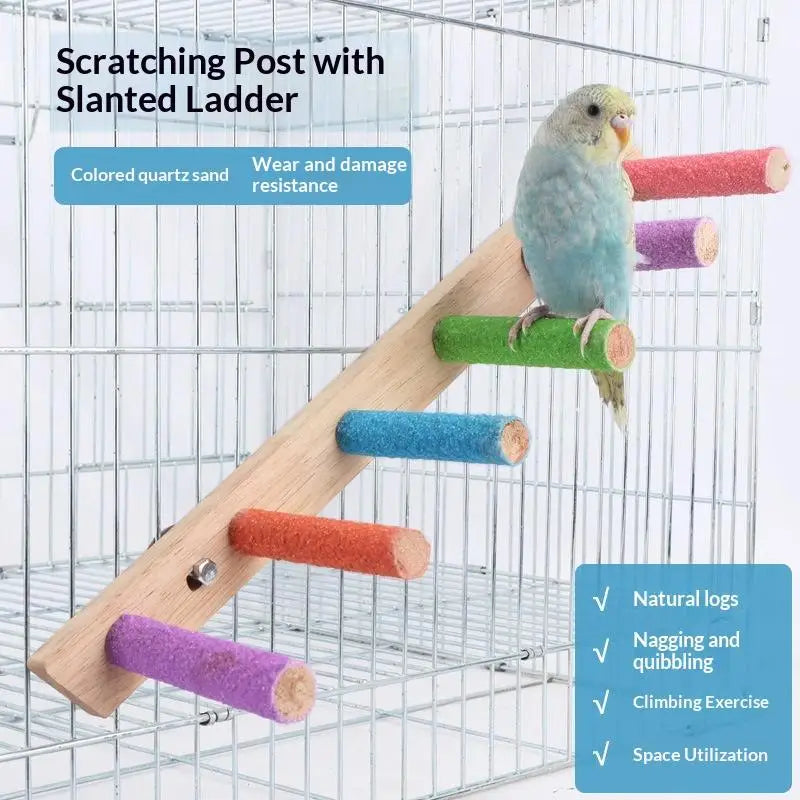 Teeth Grinding Pole Stand Toy Interactive Bird Accessories 6 8Step Qme