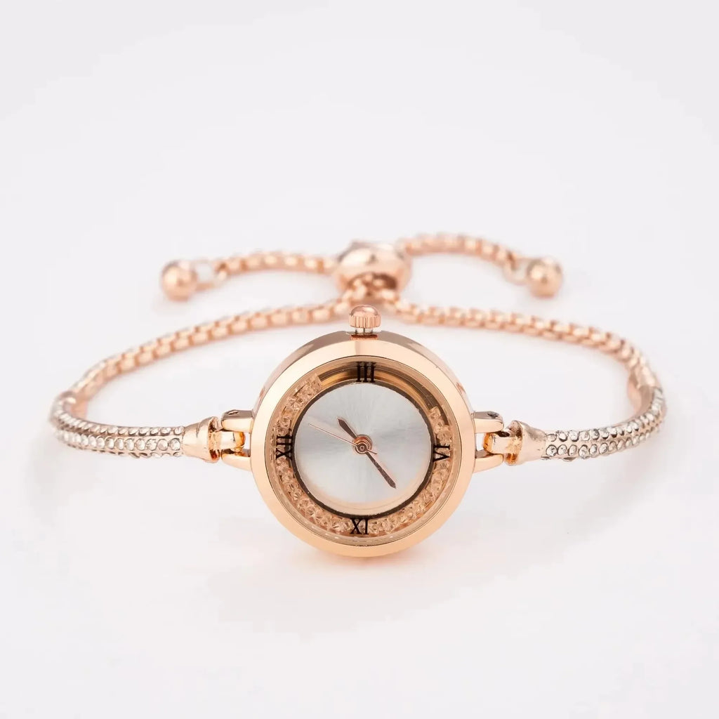 Fashion Female Wrist Watch Gold Bracelet Small Dial Elegant New Watch Beautiful Female Steel Bracelet Quartz Wrist Watch Qme