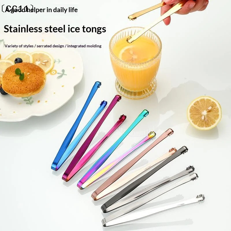 Stainless Steel Ice Clamp Thick Anti Slip Clip Fruit Coffee Cube Qme
