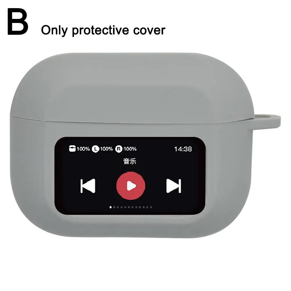 Headphones CASE For AirPods A9 Pro With Screen Corners Shockproof Anti-slip Full Cover Protective Case For AirPods A9 Pro Qme B
