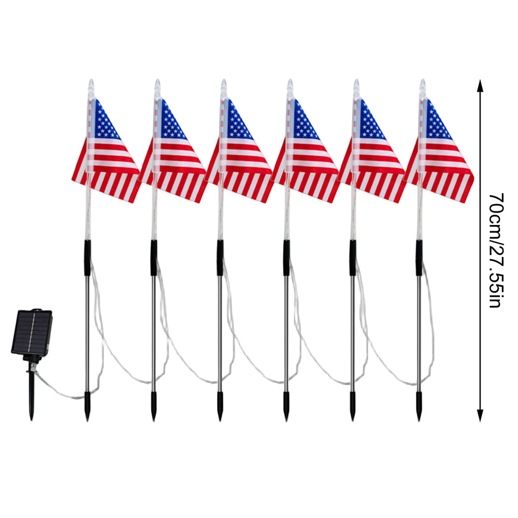 American Flag LED Solar Flag Light for Outdoor Garden Courtyards Decoration Light USA 250th Anniversary Party DIY Decor Qme