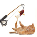 Retractable Cat Toy Fish Type Telescopic Feathers Funny Cat Stick Toys Pet Toy for Kitten Cat Rods Simulation Fishing Rod Qme random color