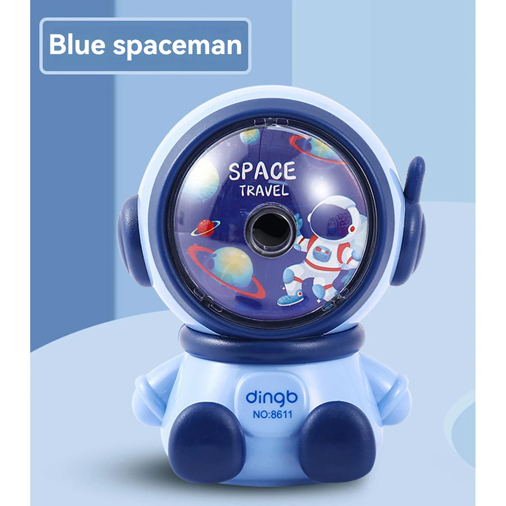 1pc Astronaut Cartoon Pencil Sharpener Students Pencil SharpenerHand Crank Manual Sharpener Cartoon Pencil Cutter For School Qme blue