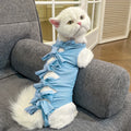 Cat Spay Wrap, Post-Surgery Licking Prevention, Suitable for Abdominal Wounds or Skin Condition Recovery Kits Qme Blue S