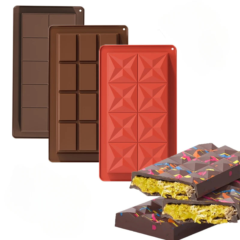 Chocolate Bar Mold Non-stick Molds Food Grade Silicone Deep Choccy Qme 3PCS