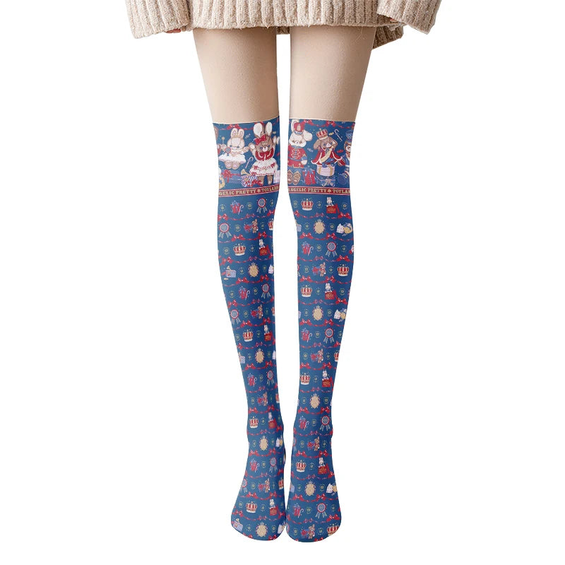Fun Cartoon Women's Stockings Candy Strawberry Sexy Cute Tall-legged Qme style10 One Size