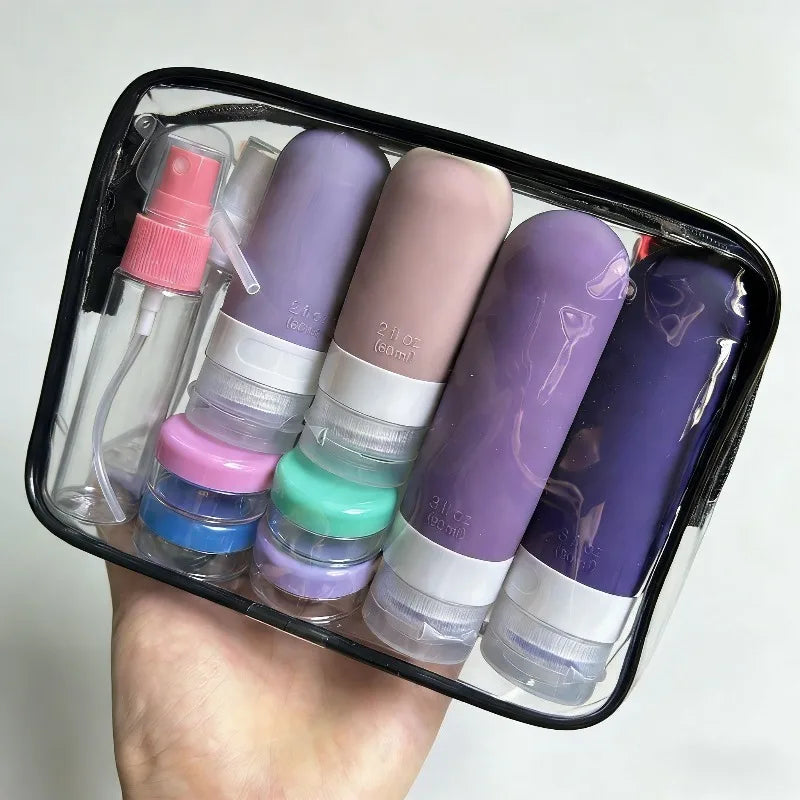Silicone Travel Bottles Leak Proof Toiletry Containers Shampoo Qme 17Pcs Purple