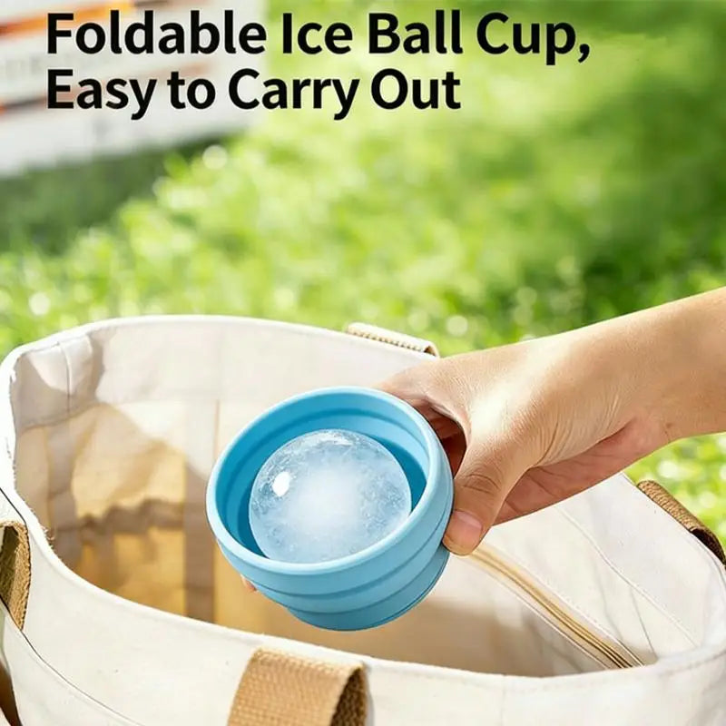 2026New Portable Foldable Ice Ball Cup With Built-in Straw Food-Grade Silicone Ice Maker Mold Summer Outdoor Travel Tumbler. Qme