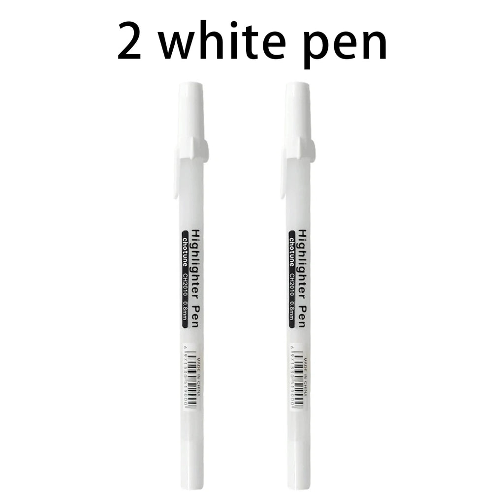 2-6pcs/set 0.8mm Highlight Pen Paint Marker Permanent Graffiti Metalic Marker Pens White Pen Writting Drawing Art Supplies Qme 2 white pen
