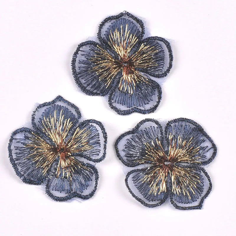 20Pcs/Lot Flower Lace Patches For Hat Clothing Embroidery Mesh Appliques For Handmade Sewing Accessories Wedding Decor 57x47mm Qme