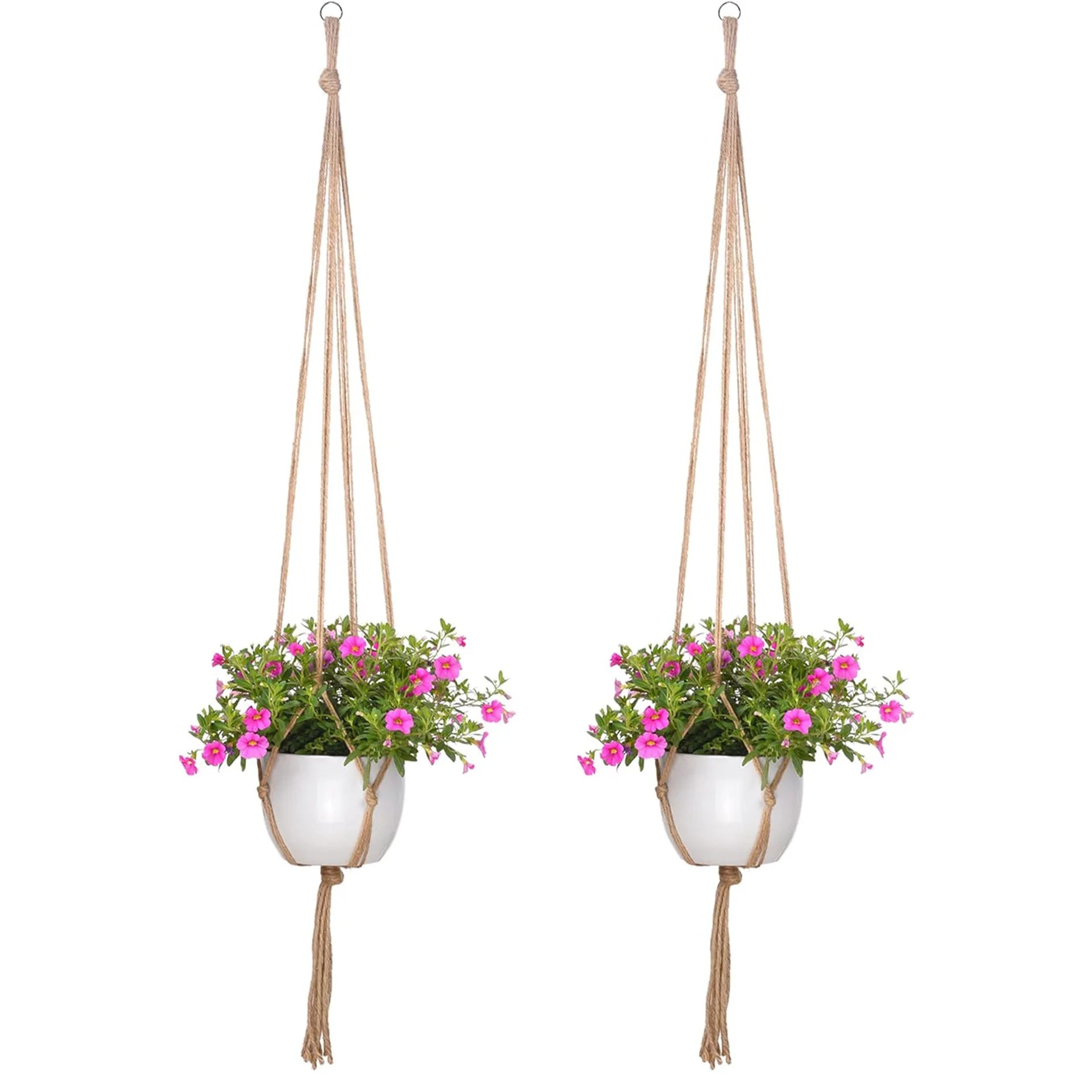 1PC Creative Woven Garden Flowerpot Net Cotton Hemp Rope Hand-Woven Simple Indoor And Outdoor Hanging Wall Qme 100cm