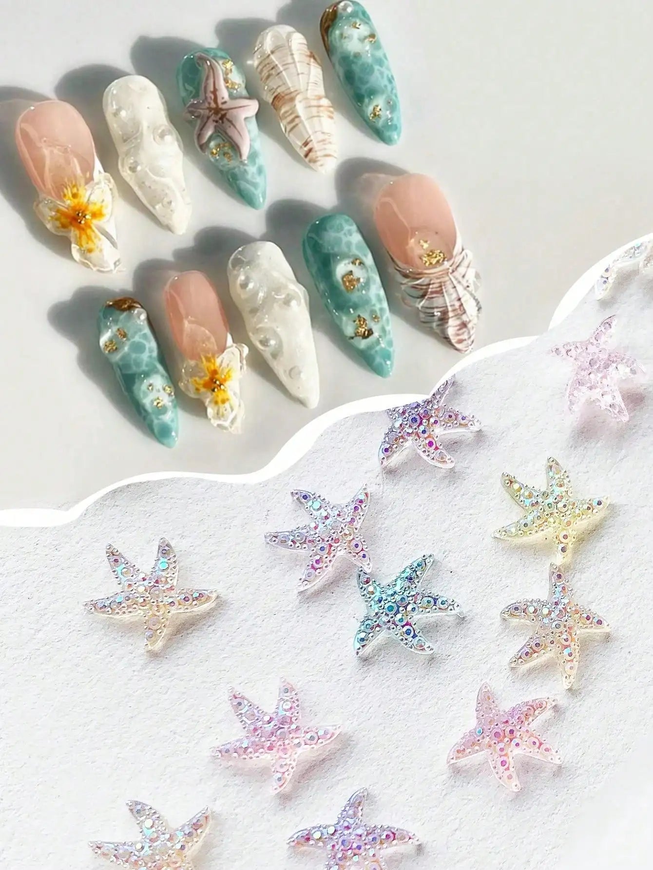 Summer Blue Ocean Elements Sea Star Shell 3D Nail Art Decoration Qme