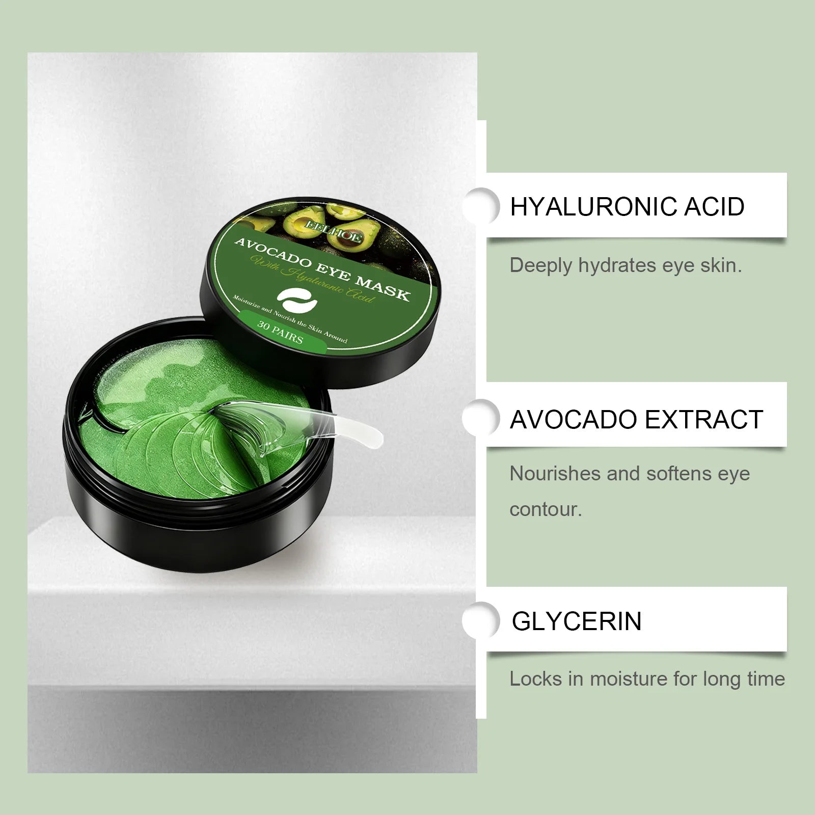 Eye Mask Hyaluronic Acid Hydrating Bio-Collagen Firming Vitamin C Brightening Under Eye Patches Anti-Puffiness Reduce Dark Circl Qme