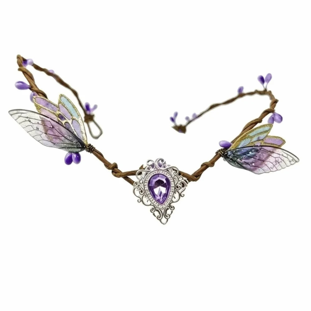 Flower Vine Elven Crown Fantasy Diadem Elf Tiara Simulate Tree Leaves Qme Style B