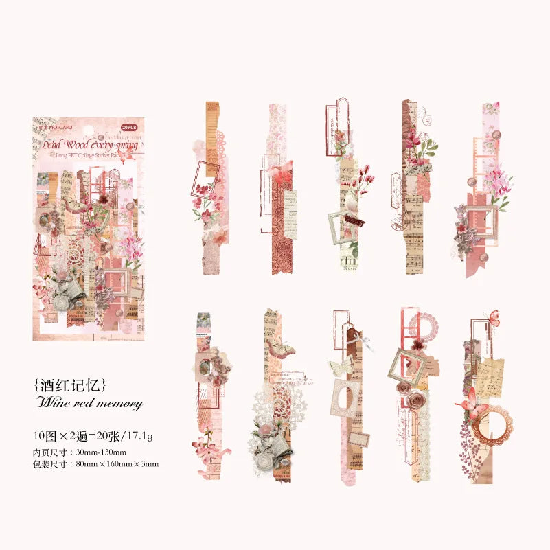 20 sheets Colorful Butterfly Plant PET Decorative Stickers Diary Scrapbooking Material Toy Aesthetic Album Stationery Sticker Qme H