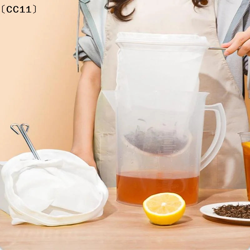Reusable Fine Cotton Tea Filter Detachable Stainless Steel Handle Qme