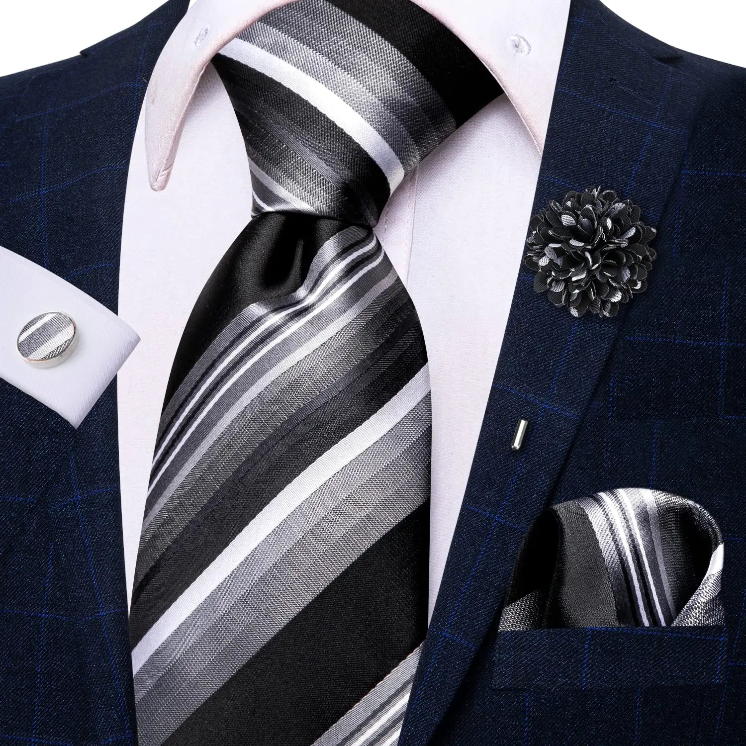 25 Colors Neck Ties Men Luxury Wide Silk Wedding Tie Pocket Square Qme N-3796-XH-0055