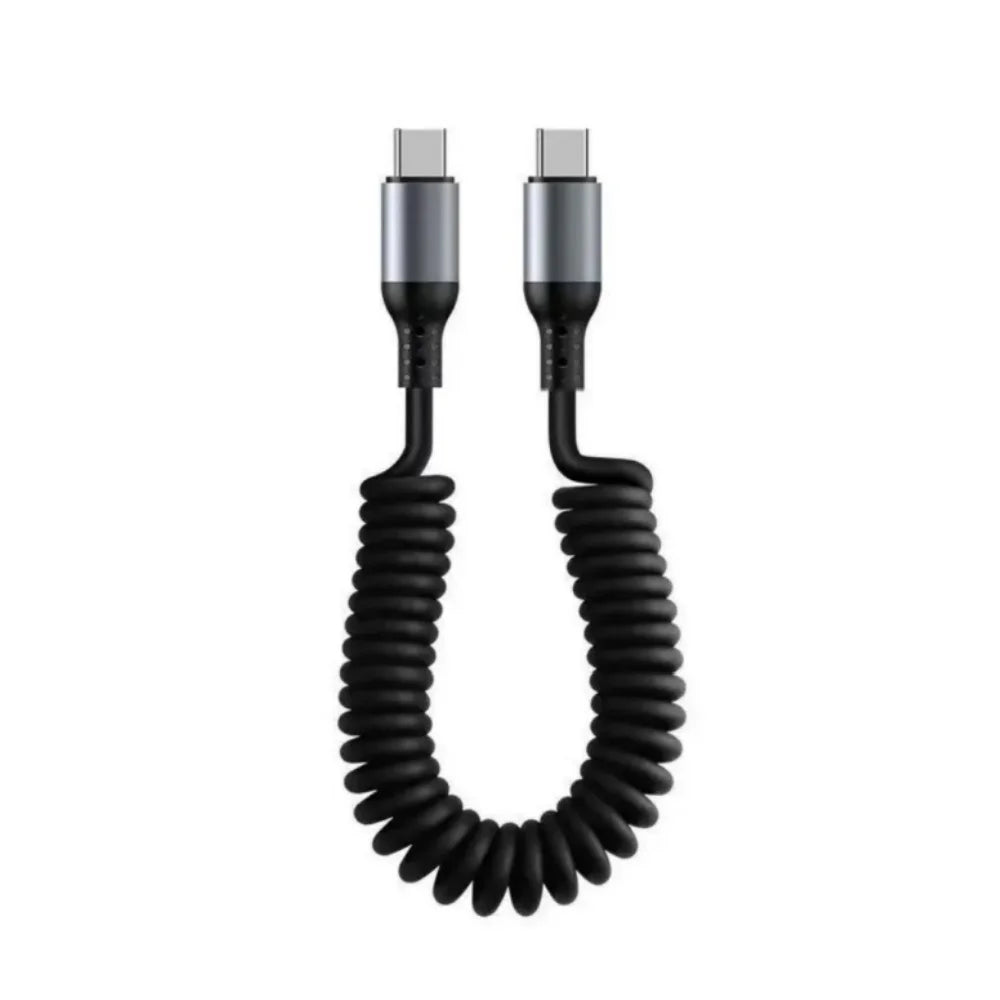 66W 1M Type C To Type C Car Spring Data Cord 6A Short Fast Charging USB C Cable For iPhone 15 Xiaomi Samsung Portable Short Wire Qme Type-C To Type-C 1m