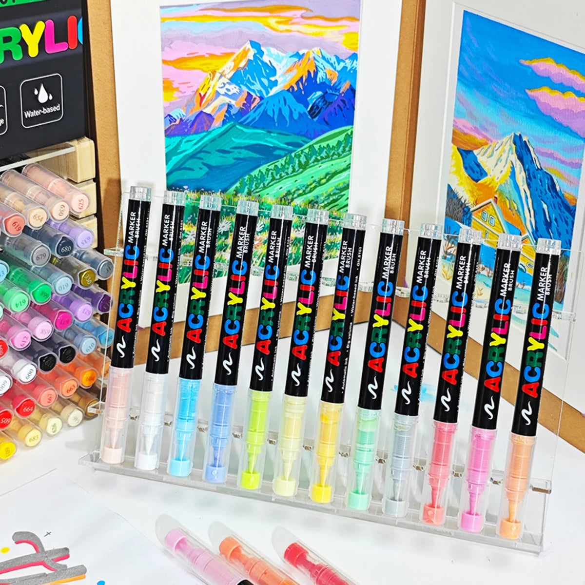 72-120 Colors Acrylic Paint Pens Markers Brush Tip Paint Markers For Rock Painting Wood Canvas Stone,Christmas Gift DIY Crafts Qme